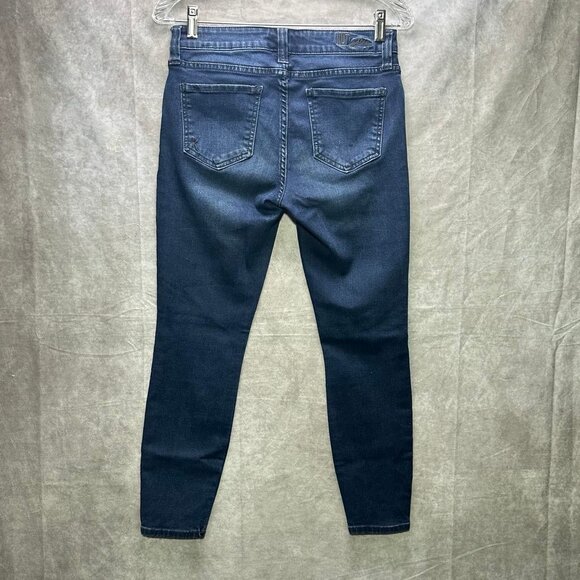 Kut from the Kloth Distressed Skinny Jeans | Size 4 | Dark Wash Stretch Denim - Picture 6 of 11